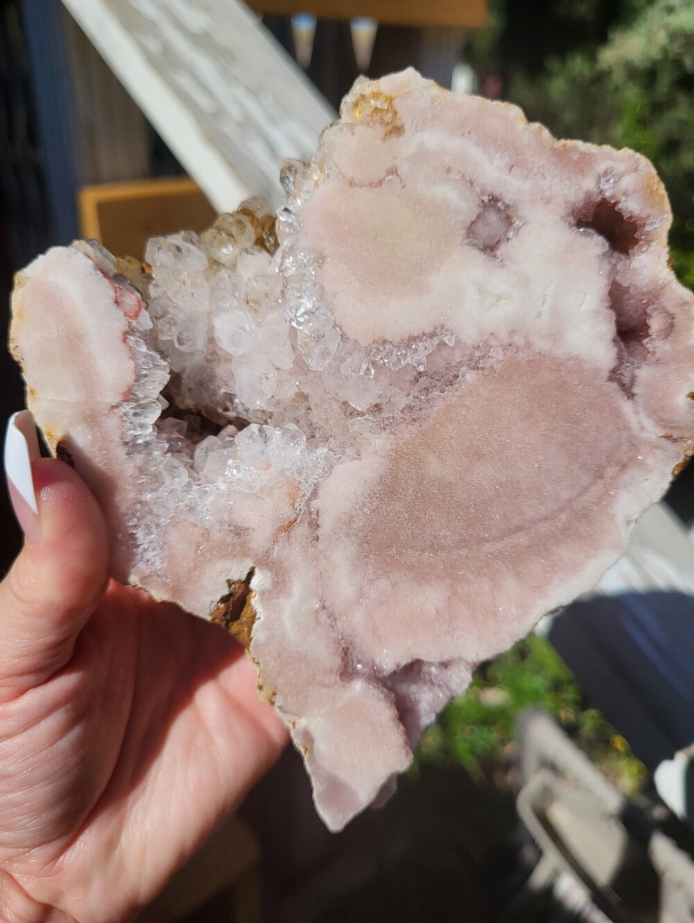 Pink Amethyst Quartz Geode With Citrine
